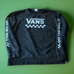 Vans Off The Wall  Graphic Long Sleeve Crew Sweat Shirt - Black Sz Medium